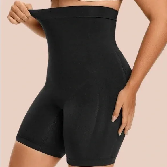 Sz 2XL Black High-Waisted Shapewear Shorts Black - Picture 4 of 12